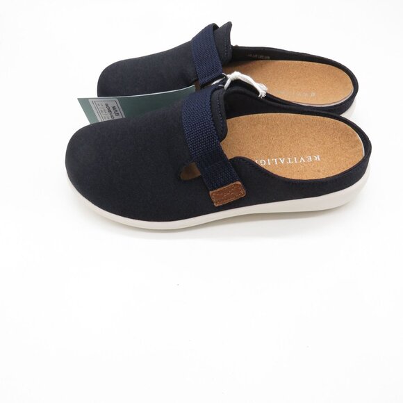 Revitalign Women's Navy Orthotic Clogs Adjustable Strap Cork Footbed 6 Wide NEW - Picture 5 of 7